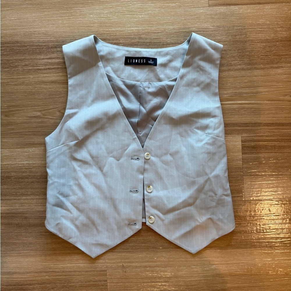 Lioness Light Gray Pinstripe Buttoned Vest